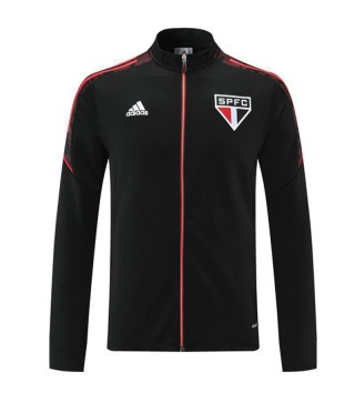 Sao Paulo Black Red Soccer Jacket Men's Football Tracksuit Training 2021-2022