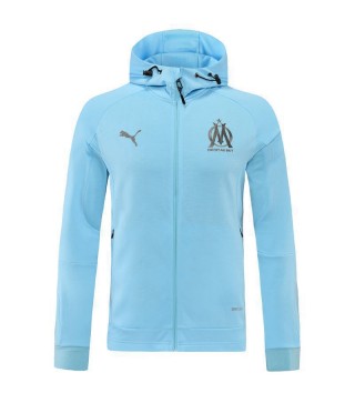 Marseille Soccer Hoodie Jacket Men's Light Blue Football Tracksuit Set 2022-2023