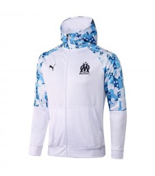 Olympique De Marseille White Soccer Hoodie Jacket Football Tracksuit Uniforms 2021-2022