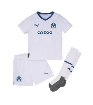 Olympique de Marseille Home Kids Kit Soccer Jersey Youth Football Shirts Children Uniform 2022-2023