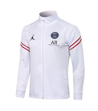Jordan Paris Saint-Germain White Soccer Jacket Pants Mens Football Tracksuit Uniforms 2021-2022