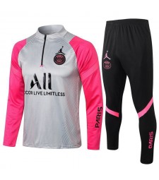 Jordan Paris Saint-Germain Gray/Pink Soccer Tracksuit Mens Football  Uniforms 2021-2022