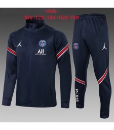 Jordan Paris Saint-Germain Kids Royal Blue Jacket Soccer Tracksuit Football Sportswear 2021-2022