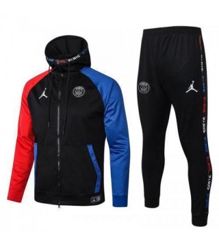 Jordan Paris Saint Germain Red-Black-Blue Kids Kit Football Hoodie Jacket Soccer Tracksuit 2020-2021