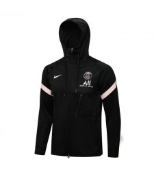 Jordan Paris Saint-Germain Black Men's Football Hooded Jacket Soccer Tracksuit 2021-2022