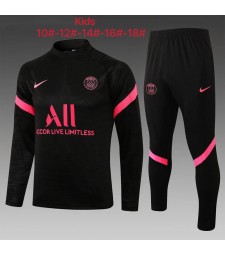 Paris Saint-Germain Kids Black Soccer Tracksuit Football Sportswear 2021-2022