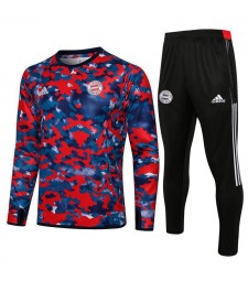 Bayern Munich Blue Red Camouflage Men's Soccer Tracksuit Football Kit 2021-2022