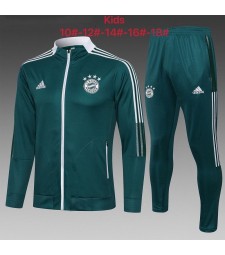Bayern Munich Kids Dark Green Soccer Tracksuit Football Sportswear 2021-2022