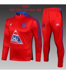 Bayern Munich Kids Red Blue Soccer Tracksuit Football Sportswear 2021-2022