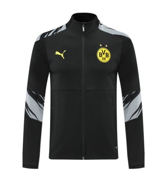 Borussia Dortmund Black Gray Soccer Jacket Men's Football Tracksuit 2021-2022