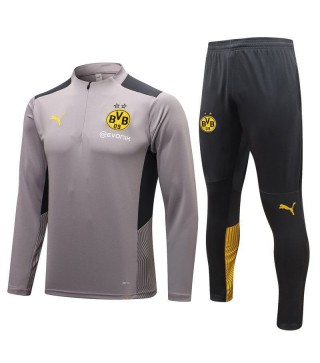 Borussia Dortmund Gray Men's Soccer Tracksuit Football Kit 2021-2022