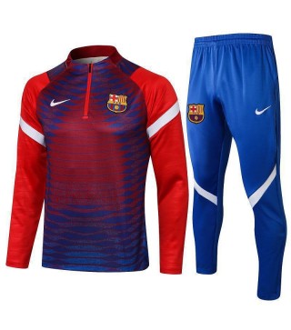 Barcelona Blue Red Sleeve Men's Soccer Tracksuit Football Kit 2021-2022