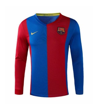 Barcelona Retro Long Sleeve Home Soccer Jerseys Mens Football Shirts Uniforms 2006-2007