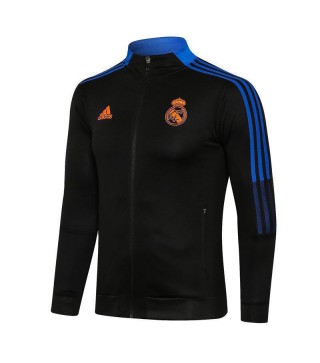 Real Madrid Black Blue Men's Football Jacket Soccer Tracksuit 2021-2022