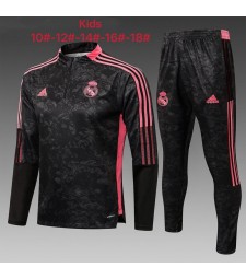 Real Madrid Kids Black Camouflage Soccer Tracksuit Football Sportswear 2021-2022