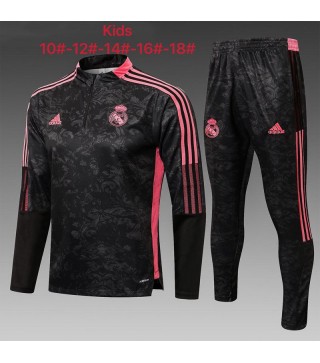 Real Madrid Kids Black Camouflage Soccer Tracksuit Football Sportswear 2021-2022