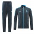 Real Madrid Gray Blue Soccer Jacket Men's Football Tracksuit Training 2021-2022