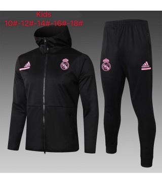 Real Madrid Kids Black Soccer Hoodie Jacket Football Tracksuit 2021-2022