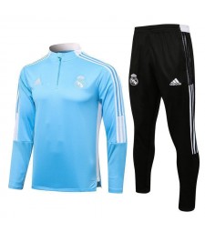Real Madrid Light Blue Men's Soccer Tracksuit Football Kit 2021-2022