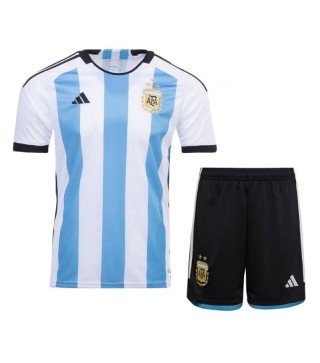 Argentina Home Soccer Jersey Kids Football Kit Youth Uniforms World Cup Qatar 2022