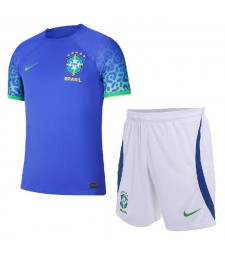 Brazil Away Soccer Jersey Kids Football Kit Youth Uniforms World Cup Qatar 2022