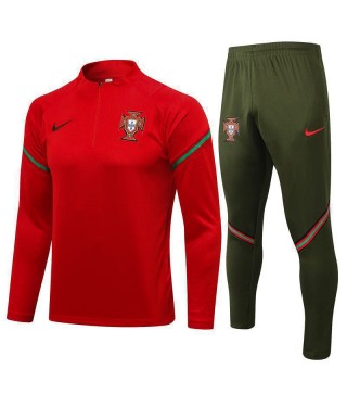 Portugal Red Men's Soccer Tracksuit Football Kit 2021-2022