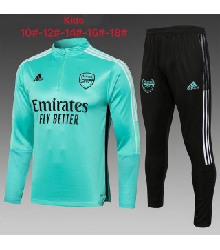 Arsenal Kids Green Soccer Tracksuit Football Sportswear 2021-2022