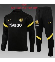 Chelsea Kids Black Soccer Tracksuit Football Sportswear 2021-2022