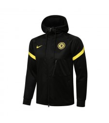 Chelsea Black Yellow Men's Football Hooded Jacket Soccer Tracksuit 2021-2022