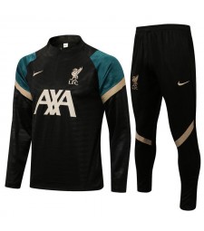 Liverpool Black Men's Soccer Tracksuit Football Kit 2021-2022