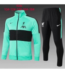Liverpool Kids Green Black Soccer Jacket Football Tracksuit 2021-2022