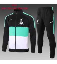 Liverpool Kids Black Green White Soccer Jacket Football Tracksuit 2021-2022