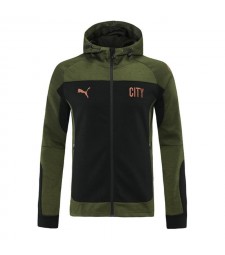 Manchester City Army Green Soccer Hoodie Jacket Survêtement de football pour homme Training 2021-2022