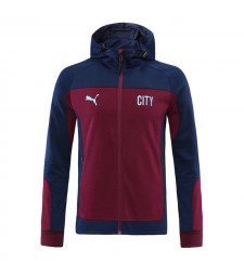 Veste à capuche de football rouge Manchester City survêtement de football pour homme entraînement 2021-2022