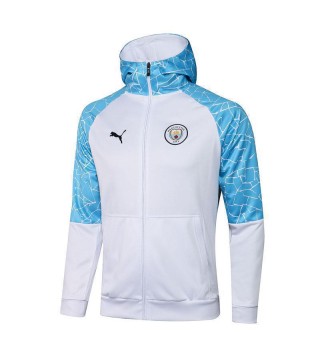 Manchester City White Soccer Hoodie Jacket Football Tracksuit Uniforms 2021-2022