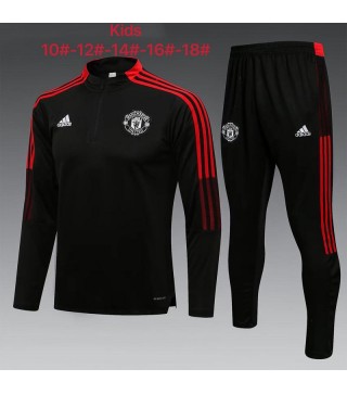 Manchester United Kids Black Soccer Tracksuit Football Sportswear 2021-2022