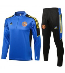 Manchester United Blue Men's Soccer Tracksuit Football Kit 2021-2022