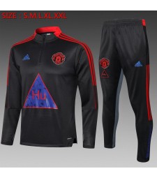Manchester United Kids Dark Gray Soccer Tracksuit Football Sportswear 2021-2022