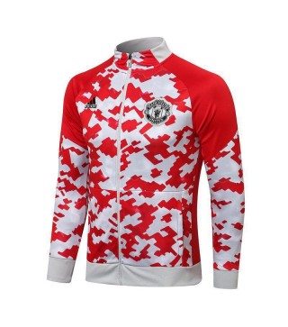 Manchester United Red White Men's Football Jacket Soccer Tracksuit 2021-2022