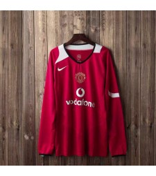 Manchester United Home Long Sleeve Retro Mens Soccer Jersey Football Shirt 2004-2006