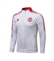 Manchester United White Red Men's Football Jacket Soccer Tracksuit 2021-2022