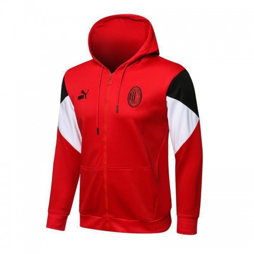AC Milan Red-Black-White Men's Soccer Hooded Jacket Tracksuit