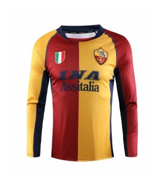 AS Roma Long Sleeve Home Soccer Jerseys Mens Football Shirts Uniforms 2001-2002