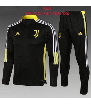Juventus Kids Black Soccer Tracksuit Football Sportswear 2021-2022