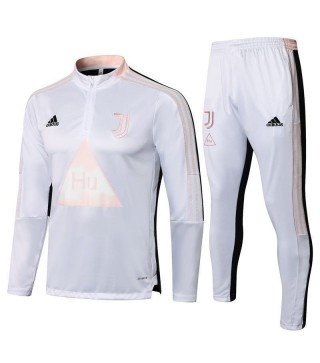 Juventus White Black Men's Soccer Tracksuit Football Kit 2021-2022