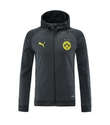 Borussia Dortmund Veste à capuche de football grise Survêtement de football pour homme 2021-2022