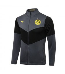 Borussia Dortmund Black Gray Men's Football Jacket Soccer Tracksuit 2021-2022
