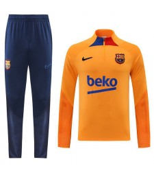 Ensemble de survêtement de football de Barcelone Vêtements d'entraînement de football orange pour homme 2022-2023