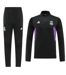 Ensemble de survêtement de football Real Madrid Vêtements d'entraînement de football noir pour homme 2022-2023