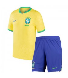 Maillot de football du Brésil Kit de football pour enfants Uniformes de la jeunesse Accueil Coupe du monde Qatar 2022
